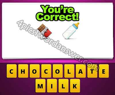 Guess The Emoji Chocolate And Baby Bottle 4 Pics 1 Word Daily Puzzle Answers - chocolate and milk bottle emoji quiz roblox