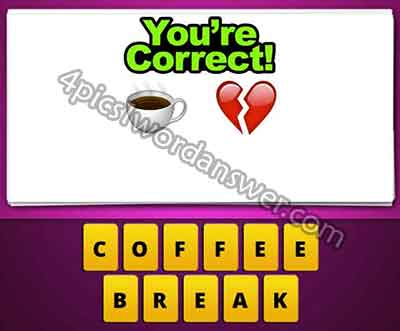 Guess The Emoji Coffee And Broken Heart 4 Pics 1 Word Daily Puzzle Answers - roblox emoji broken heart