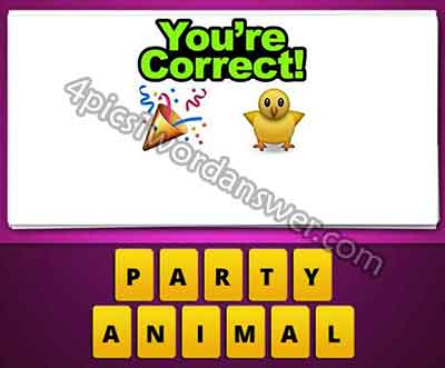 Guess The Emoji Party Popper Chick | 4 Pics 1 Word Daily Puzzle Answers