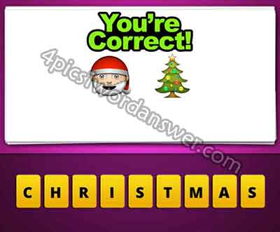 Guess The Emoji Santa and Christmas Tree | 4 Pics 1 Word Daily Puzzle Answers
